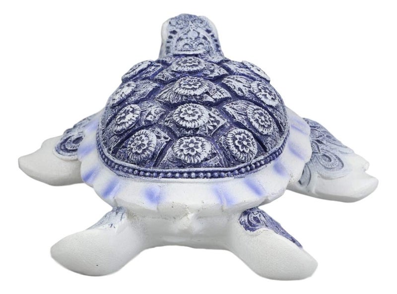 Ebros Gift Ebros Terracotta Blue and White Feng Shui Celestial Sea Turtle Statue 4.5" Wide Talisman of Stability and Fortune Lucky Tortoise Figurine Decorative Zen Turtles Tortoises - Image 2